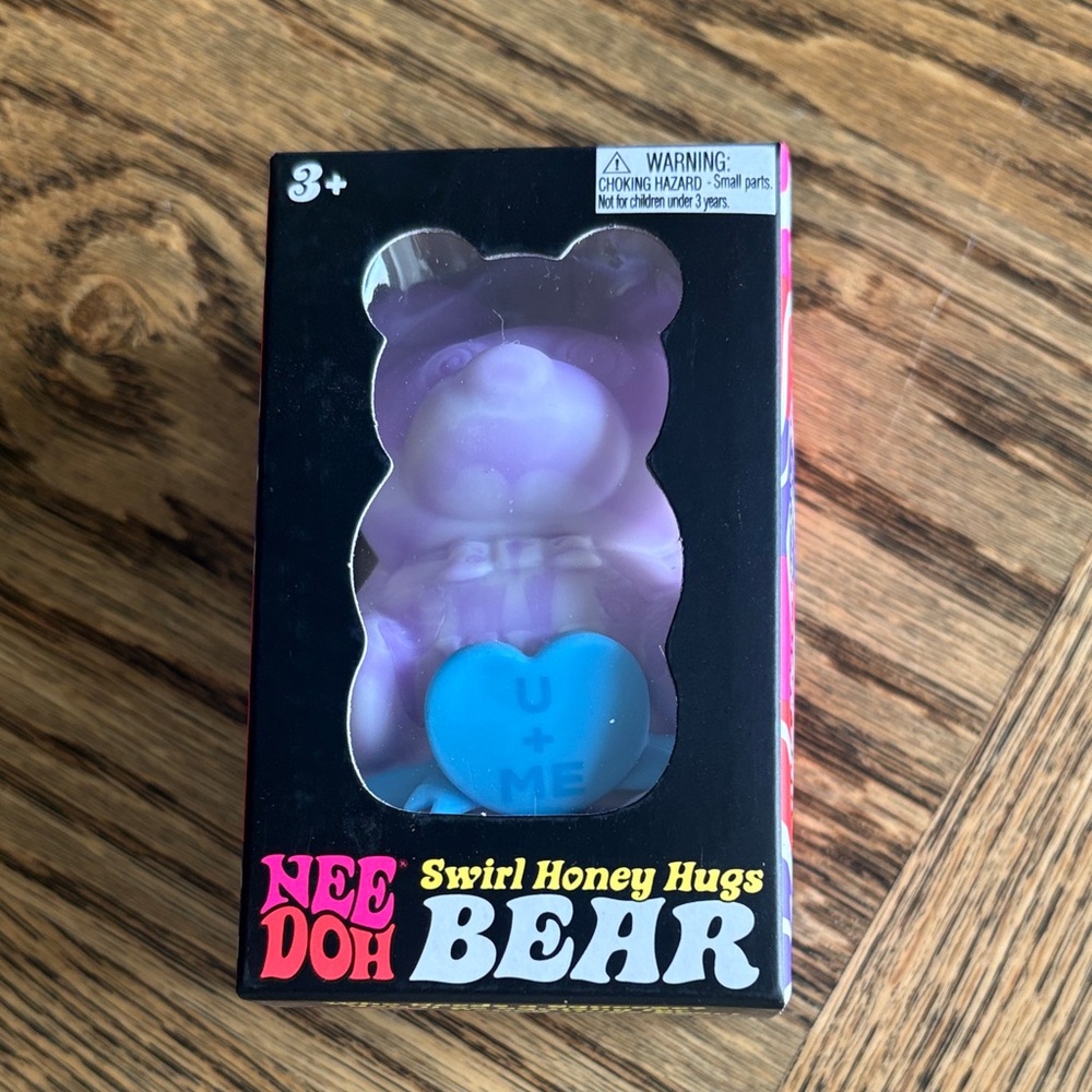 Swirl Honey Hugs Bear - Purple with Blue Heart